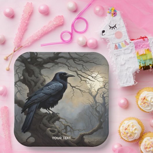 Fantasy Niedlich Crow Tree Dunkelheit Pappteller (Party)