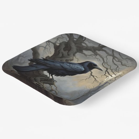 Fantasy Niedlich Crow Tree Dunkelheit Pappteller (Gewinkelt)