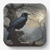 Fantasy Niedlich Crow Tree Dunkelheit Pappteller (Vorderseite)
