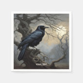 Fantasy Niedlich Crow Tree Dunkelheit Serviette (Vorderseite)