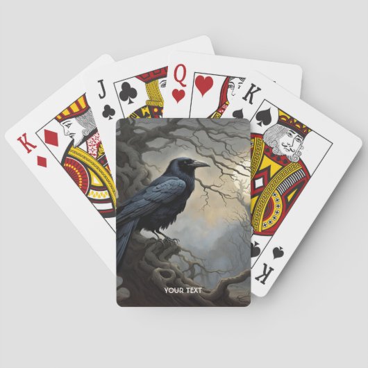 Fantasy Niedlich Crow Tree Dunkelheit Spielkarten (Rückseite)