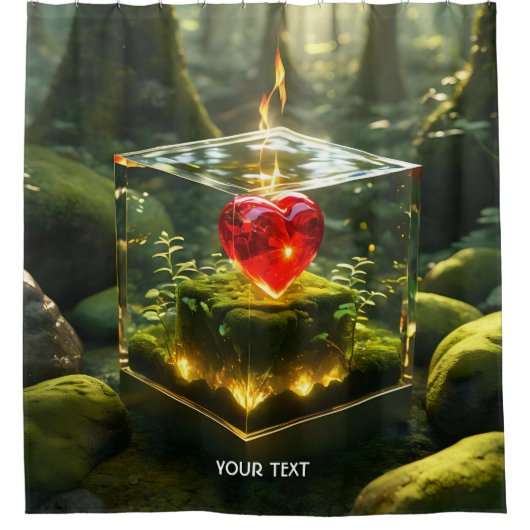 Fantasy Niedlich Cube Herzwald Duschvorhang (Vorderseite)