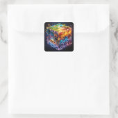 Fantasy Niedlich Cube Seasons Space Quadratischer Aufkleber (Tasche)