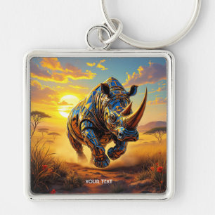 Fantasy Niedlich Cyber Rhino Wüste Schlüsselanhänger