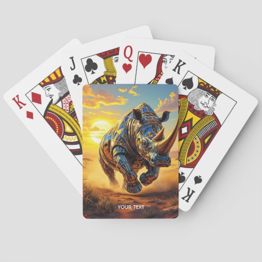 Fantasy Niedlich Cyber Rhino Wüste Spielkarten (Rückseite)