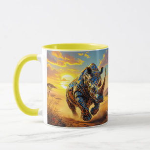 Fantasy Niedlich Cyber Rhino Wüste Tasse