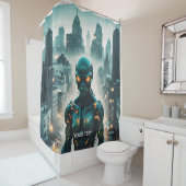 Fantasy Niedlich Cyborg Abend City Duschvorhang (Beispiel)