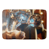 Fantasy Niedlich Cyborg Cat Kitten Badematte (Vorderseite)