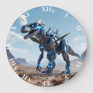 Fantasy Niedlich Cyborg Dinosaur-Wüste Große Wanduhr