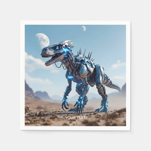 Fantasy Niedlich Cyborg Dinosaur-Wüste Serviette (Vorderseite)