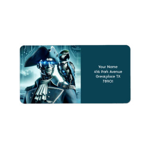 Fantasy Niedlich Cyborg Parrot Pirate Adressaufkleber