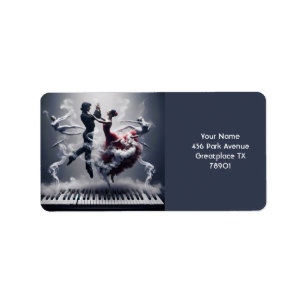 Fantasy Niedlich Dancer Ballerina Piano Adressaufkleber