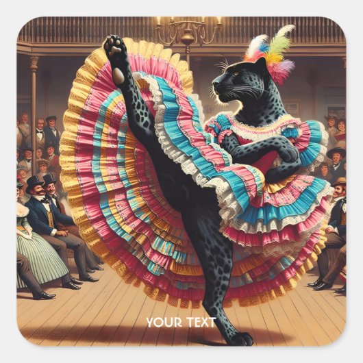 Fantasy Niedlich Dancing Panther Crowd Quadratischer Aufkleber (Vorderseite)
