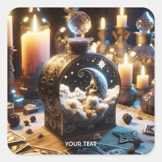 Fantasy Niedlich Decanter Moon Night Quadratischer Aufkleber (Vorderseite)