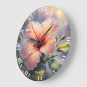 Fantasy Niedlich Delicate Hibiskus Blume Große Wanduhr (Winkel)