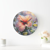 Fantasy Niedlich Delicate Hibiskus Blume Große Wanduhr (Zuhause)