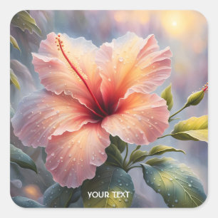 Fantasy Niedlich Delicate Hibiskus Blume Quadratischer Aufkleber