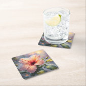 Fantasy Niedlich Delicate Hibiskus Blume Rechteckiger Pappuntersetzer (Vor Ort)