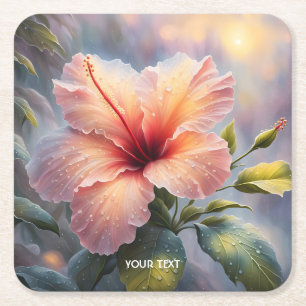 Fantasy Niedlich Delicate Hibiskus Blume Rechteckiger Pappuntersetzer