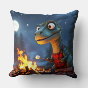 Fantasy Niedlich Dino Campfire Moon Kissen