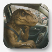 Fantasy Niedlich Dinosaur Autofahrer Auto Pappteller (Vorderseite)