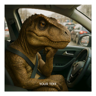 Fantasy Niedlich Dinosaur Autofahrer Auto Poster