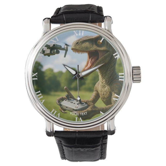 Fantasy Niedlich Dinosaur Drone Forest Armbanduhr (Vorderseite)