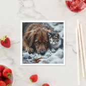 Fantasy Niedlich Dog Cat Snow Serviette (Beispiel)