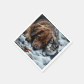Fantasy Niedlich Dog Cat Snow Serviette (Ecke)
