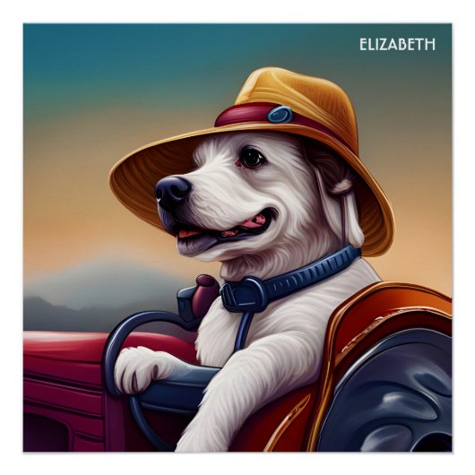 Fantasy Niedlich Dog Driving Traktor Poster (Vorderseite)