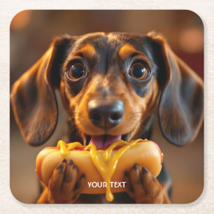 Fantasy Niedlich Dog Hot Dog Rechteckiger Pappuntersetzer
