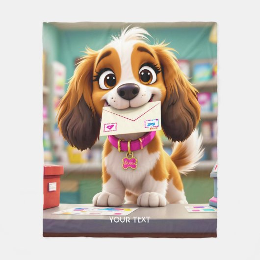 Fantasy Niedlich Dog Post Letter Fleecedecke (Vorderseite)