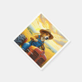 Fantasy Niedlich Dog Traktor Straw Serviette (Ecke)