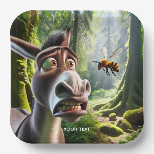 Fantasy Niedlich Donkey Sting Bee Pappteller (Vorderseite)