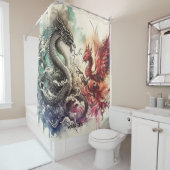 Fantasy Niedlich Dragon Phoenix Ink Duschvorhang (Beispiel)