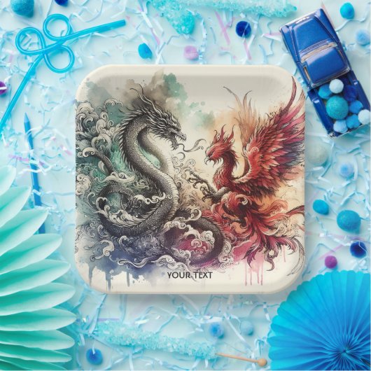 Fantasy Niedlich Dragon Phoenix Ink Pappteller (Party)