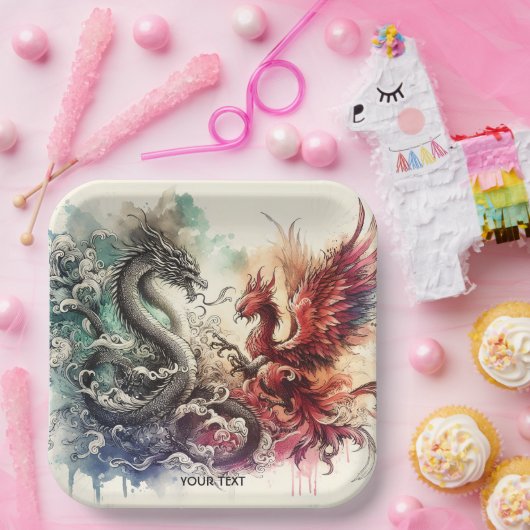 Fantasy Niedlich Dragon Phoenix Ink Pappteller (Party)