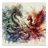 Fantasy Niedlich Dragon Phoenix Ink Poster (Vorderseite)