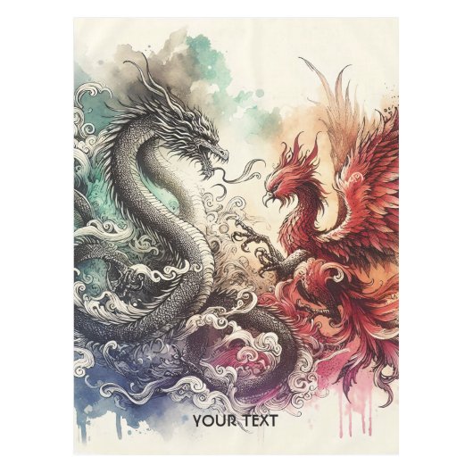Fantasy Niedlich Dragon Phoenix Ink Tischdecke (Vorderseite)
