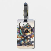 Fantasy Niedlich Dragon Stached Glass Gepäckanhänger (Rückseite vertikal)