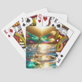 Fantasy Niedlich Dragonfly Wasserspiegelung Spielkarten (Rückseite)