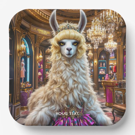 Fantasy Niedlich Drama Llama Queen Pappteller (Vorderseite)