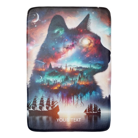 Fantasy Niedlich Dreams Weltraumkatze Badematte (Vorderseite Vertikal)