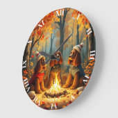 Fantasy Niedlich Drei Herbsthunde Große Wanduhr (Winkel)