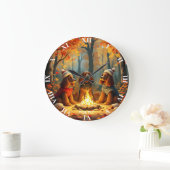 Fantasy Niedlich Drei Herbsthunde Große Wanduhr (Zuhause)