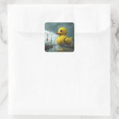 Fantasy Niedlich Duck War Ship Quadratischer Aufkleber (Tasche)