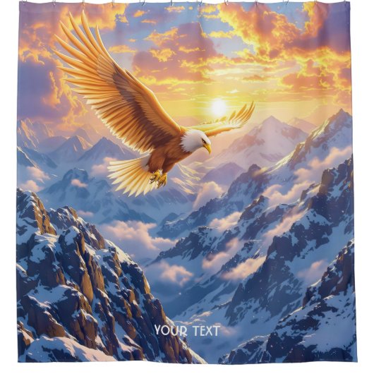 Fantasy Niedlich Eagle Mountains Sonnenaufgang Duschvorhang (Vorderseite)