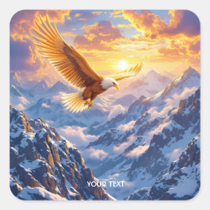 Fantasy Niedlich Eagle Mountains Sonnenaufgang Quadratischer Aufkleber