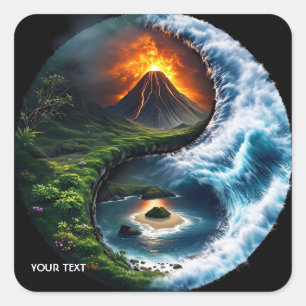Fantasy Niedlich Earth Yang Quadratischer Aufkleber