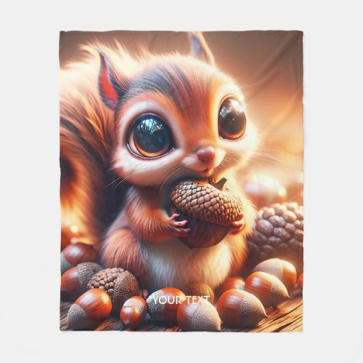 Fantasy Niedlich Eichhörnchen Holding Acorn Fleecedecke (Vorderseite)